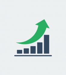 bar chart with rounded green up arrow, vector icon or pictogram bar chart with rounded green up arrow, vector icon or pictogram